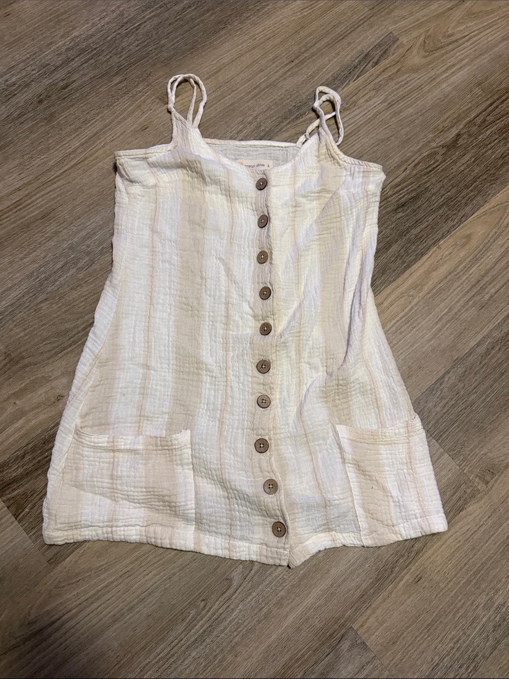 Ocean Drive White Gauze Button-Front Romper